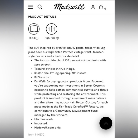 Madewell the perfect vintage wide leg jean pinstripe trouser pleated size 29 - Picture 5 of 10